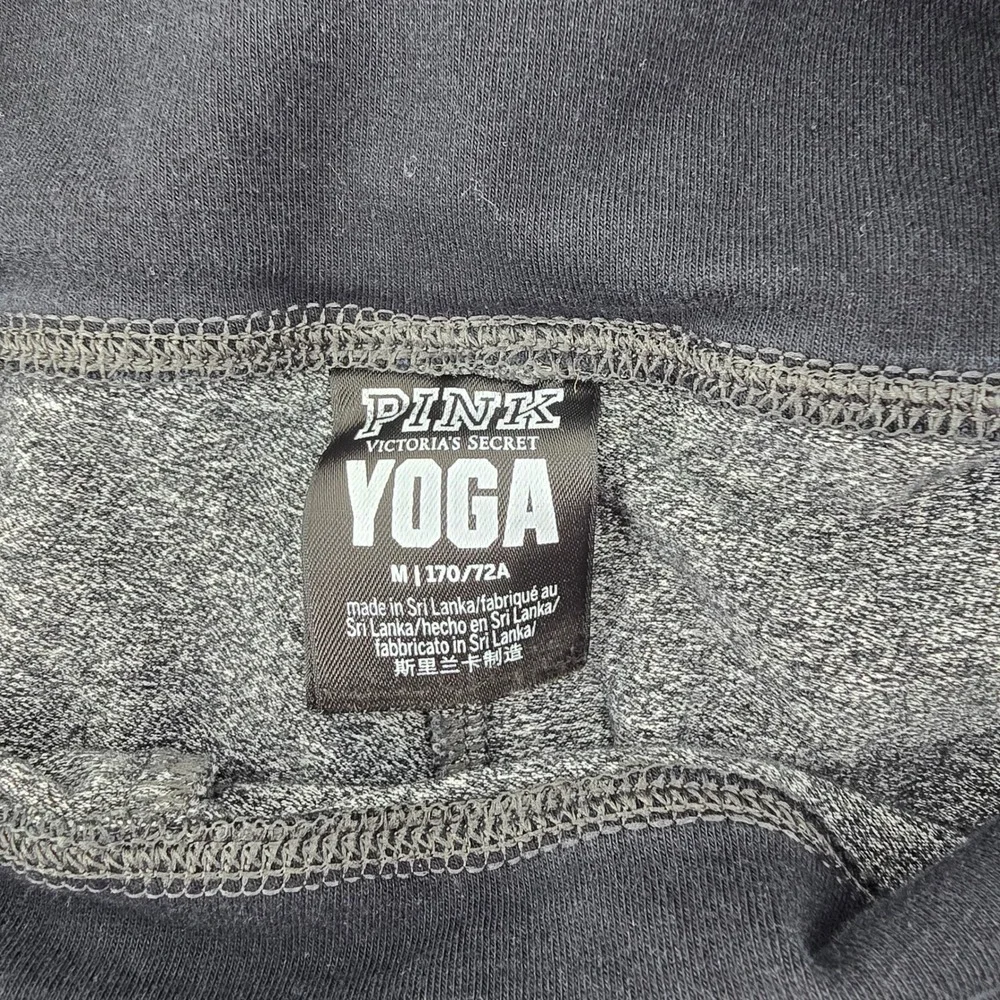 Victorias Secret PINK Yoga Leggings Womens M Gray Mesh Strap Capri Activewear